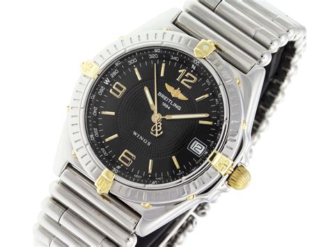 mens breitling wings automatic black dial